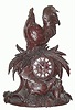 C.1890, Swiss, Carved Walnut Shelf clock of a rooster,