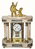 C.1890, French, Exacta, Crystal regulator with cloisonne panels inset in the onyx, in the Art Deco Style,