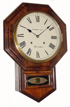 C.1875, E. N. Welch Mfg. Co., Forestville, CT, 8-day striking "Drop Octagon Round Corner" wall clock. — Antique Clocks Price Guide