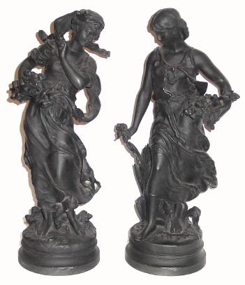 C.1904, Ansonia No. 1088 "SUMMER and WINTER" Figure set in good original condition. — Antique Clocks Price Guide