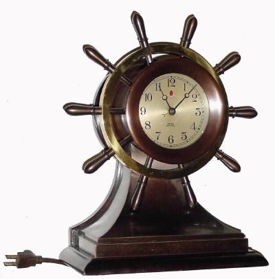 C.1932, Chelsea Clock Co., "Sampson" model , Electric (110v.) yacht wheel ship's bell clock. — Antique Clocks Price Guide