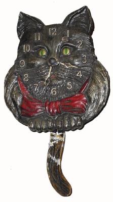 C.1937, Lux Clock Mfg. Co., Waterbury, Conn., "Cat", 30-hour novelty timepiece. — Antique Clocks Price Guide