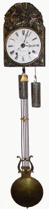 C.1830, French, Morbier 2-Weight, Prayer Repeat wall clock in excellent original condition, with grid pendulum, — Antique Clocks Price Guide