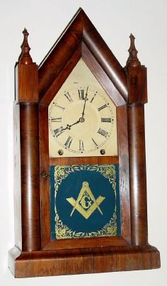 C.1870, Ansonia Brass and Copper Co., 8-day rosewood veneer steeple clock in good original condition. — Antique Clocks Price Guide