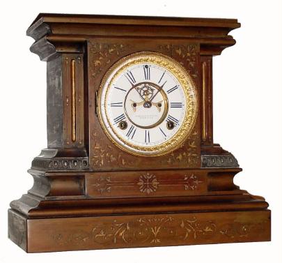 C.1885, Ansonia, MARBELITE No. 4, in very nice restored condition, with original porcelain dial and open escapement. — Antique Clocks Price Guide