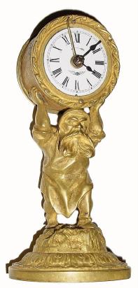C.1880, German, Gustav Becker, Novelty figural alarm clock in good original condition, serial No. 265,764. — Antique Clocks Price Guide