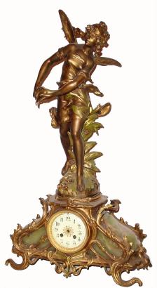 C.1900, French, Green Onyx and gilded Spelter mantel clock. — Antique Clocks Price Guide