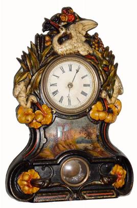 C.1860, American Clock Co., 8-Day Iron front, in excellent original condition, with original case paint and decorations. — Antique Clocks Price Guide
