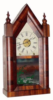 C.1860, New Haven Clock Co., STEEPLE, clock, 8-day, with Turner's patent internal alarm, sounding on a large iron bell that is 6 inches in diameter. — Antique Clocks Price Guide