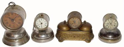 C.1885 (Lot of 4), Parker and Whipple alarms, as-found, from storage. — Antique Clocks Price Guide
