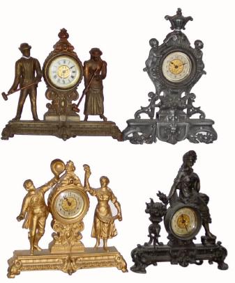 C.1895 (Lot of 4) Ansonia Mini figural clocks: — Antique Clocks Price Guide