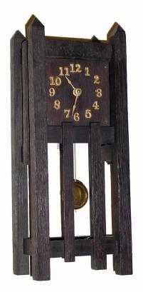 C.1907, New Haven "MINHO", mission oak miniature tall clock in good original condition — Antique Clocks Price Guide