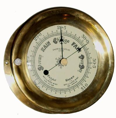 C.1900, English, Emory Douglas Co., Ltd., brass cased Aneroid barometer. — Antique Clocks Price Guide