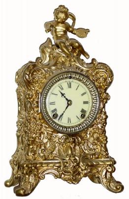 C.1904, Ansonia Clock Co., CREST, cast white metal mantel clock in very good restored condition, — Antique Clocks Price Guide