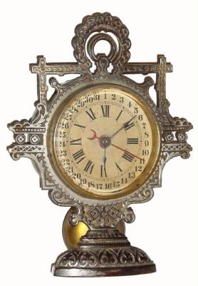 C.1890, E. N. Welch, 1-Day Time, Calendar and alarm, as-found. — Antique Clocks Price Guide