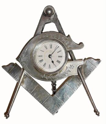 C.1886, Ansonia NOVELTY No. 27, Masonic themes, — Antique Clocks Price Guide