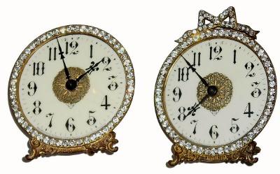 C.1904, Ansonia (Lot of 2), Glass dial novelties: — Antique Clocks Price Guide