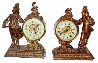 C.1900, Ansonia (Lot of 2), FIFER and DRUMMER, in good original condition, — Antique Clocks Price Guide
