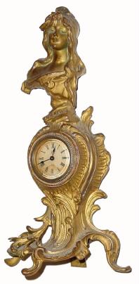 C.1900, Ansonia, BOHEMIAN, cast figural clock in generally good original condition. — Antique Clocks Price Guide