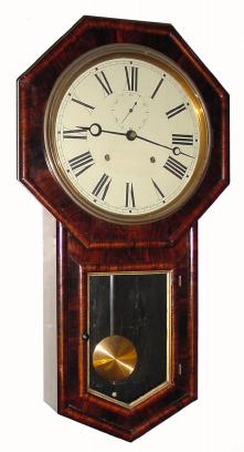 C.1880, E. N. Welch Mfg, Bristol, Conn, "Verdi", model long drop octagon, or "school clock", and in very good condition. — Antique Clocks Price Guide