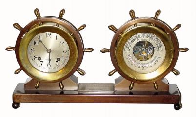 C.1946, Chelsea Clock Co., "Claremont", 8-day ship's bell and barometer clock set. — Antique Clocks Price Guide