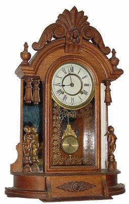 C.1885, Jerome and Co., New Haven, CT. 8-day "Occidental" solid oak case mantel clock with cathedral gong striking. — Antique Clocks Price Guide