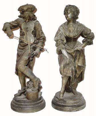 C.1904, Ansonia, Set of Garniture statues, "MELODY and MOTION", group No. 1103. — Antique Clocks Price Guide