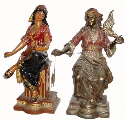 C.1904, Ansonia, Pair of Garniture Statues, "Aida and Amneris", — Antique Clocks Price Guide