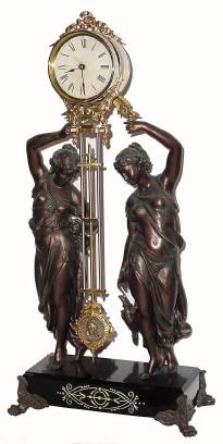 C.1900, Ansonia, "HUNTRESS and FISHER", double statue swing clock in very good restored condition. — Antique Clocks Price Guide