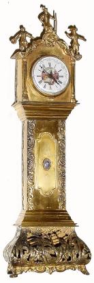 C.1910, Dutch, Mini Sterling Tall Case, with 24K gold wash. — Antique Clocks Price Guide