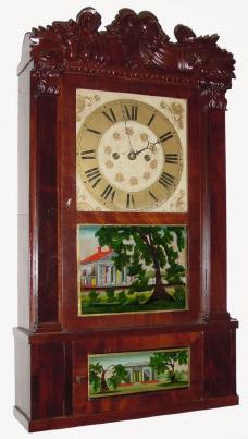 C.1843, Ephraim Camp, Salem Bridge, Conn., 8-day time/strike, 2-weight shelf clock. — Antique Clocks Price Guide