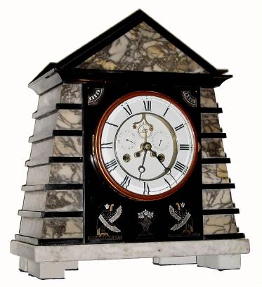 C.1910, French, 8-day time/strike/calendar marble mantel clock. — Antique Clocks Price Guide