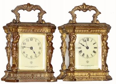 C.1904, Ansonia (Lot of 2) SATELLITE Carriage clocks, 8-day, time. — Antique Clocks Price Guide