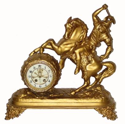 C.1913, William L. Gilbert Clock Co., "HERCULES", 8-day time/strike figural mantel clock. — Antique Clocks Price Guide