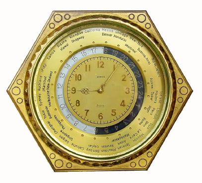 C.1965, Swiss, Semca, World Time clock in very good original condition. — Antique Clocks Price Guide