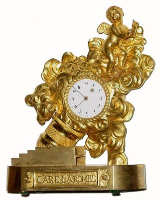 C.1830, French, Mini Ormolu figural clock, titled "Gare La Bombe", or the bombs of war, — Antique Clocks Price Guide
