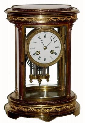 C.1900, French, Oval Crystal Regulator with handsome Corinthian columns, — Antique Clocks Price Guide