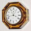 C.1885, E. N. Welch, "Jewel", model, amber glass paperweight clock, 1-day time and strike (nicely made movement will usually run 2 days).