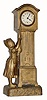 C.1900, French, "Dutchgirl" Mini tall clock, brushed over with gold paint a long time ago.