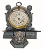 C.1883, Ansonia LILY INK, time and calendar, in generally good, as-found condition,