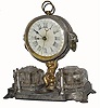 C.1883, Ansonia Clock Co., OFFICE INK, as-found, the base cracked and soldered once and failed again.