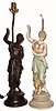 C.1905, Lot of 2 Lamps (Converted) from Ansonia MUSE statues, one painted in Art Nouveau style,