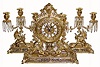 C.1886, Ansonia Clock Co., RENAISSANCE, complete with girandoles and glass prisms, and in excellent restored condition.