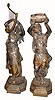 C.1900, Ansonia, Set of Side Garnitures, The Roumanians, finished in Japanese bronze (with wear) and in good condition