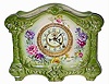 C.1900, Ansonia Clock Co., Royal Bonn, "La Croix", 8-day time/strike porcelain mantel clock in excellent original condition.