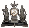 C.1894, Ansonia MUSIC and POETRY, double statue mantle clock in very good, as-found condition.