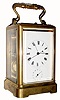 C.1845, French, Bolviller, Paris, Carriage Clock in an early one piece brass case with solid rear door with shutter for winding, serial number 150.