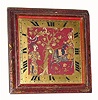 C.1910, English, ORIENTAL, bronze desk clock with wooden frame and chinoisserie decorations on the frame