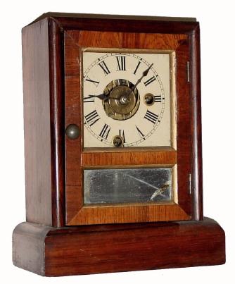 C.1863, Seth Thomas Clock Co., Plymouth Hollow, Conn., 8-day time/alarm rosewood cottage timepiece. — Antique Clocks Price Guide