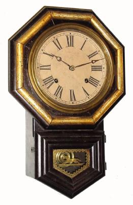 C.1880, E. N. Welch Mfg. Co., 8-day time & strike 8-Inch drop octagon, extra, wall clock. — Antique Clocks Price Guide